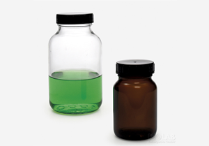 bocal en verre avec bouchon noir marque Isolab