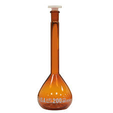 fiole jaugée classe A ambrée NS 14/23 200ml (SCHOTT DURAN )hirschmann
