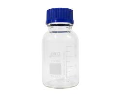 flacon clair iso avec bouchon bleu  50ml marque Glassco