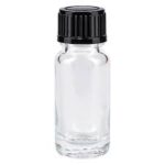 flacon en verre clair 20ml bouchon à vis noir marque isolab